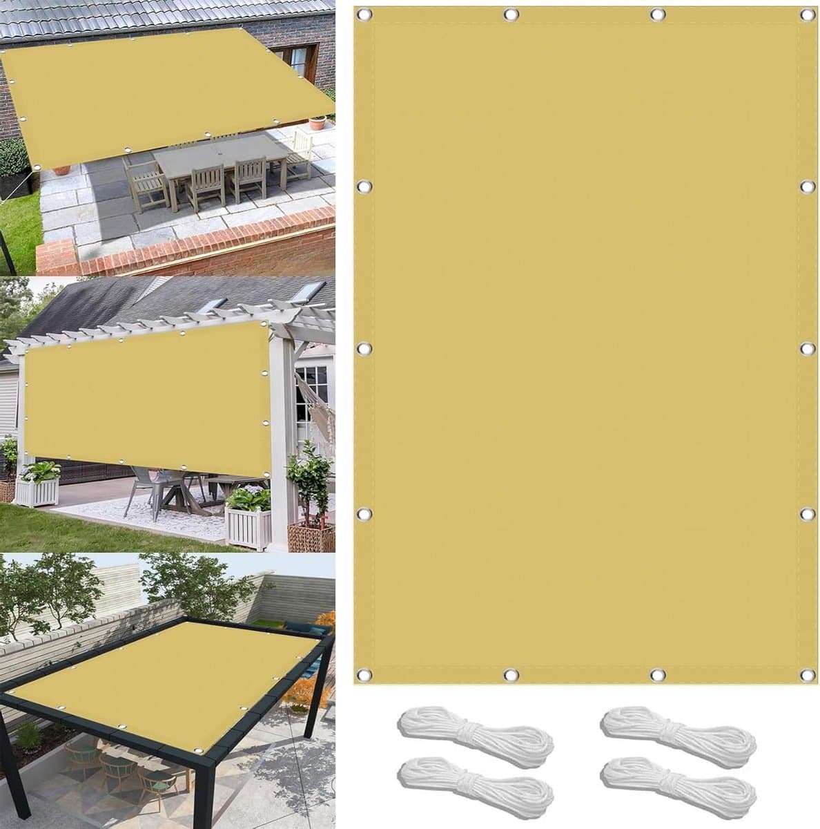 Schaduwdoek Rechthoekig - Zonwering Doek - Buiten Ontspannen - UV Beschermend - 220 x 320 cm - Creme