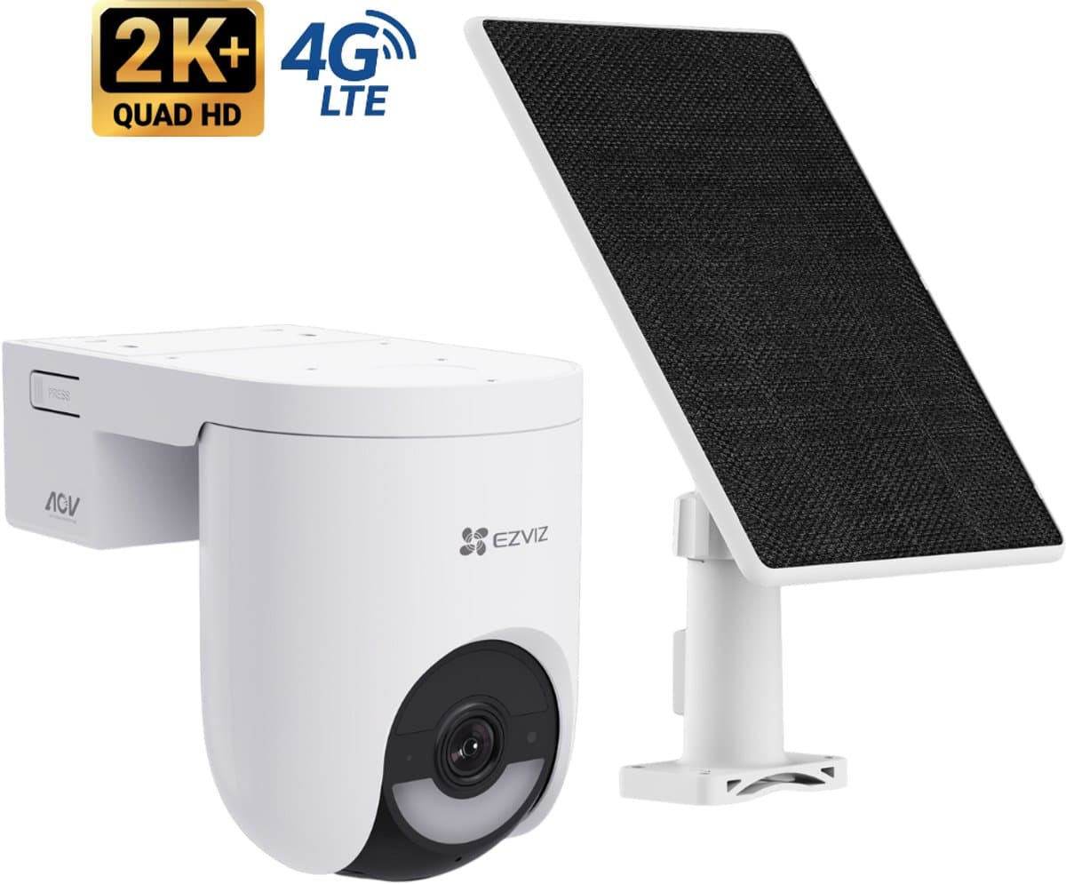 EZVIZ HB8 Lite 4G&Wifi Kit – 2K+ - WiFi6&4G -PTZ Beveiligingscamera & 5W Zonnepaneel – 360° Vision - AI Detectie - Kleur Nachtzicht – Sirene&Spotlight- Geen maandkostenng