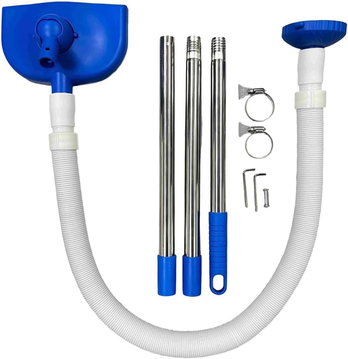 Zwembadstofzuiger - Spa reiniger - Zwembad schoonmaken - Gebogen kop ontwerp - 155 cm - Blauw