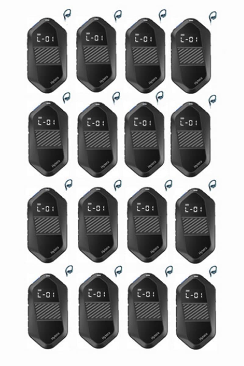 Set van 16 Hytera S1E LF Mini Portofoon vergunning vrij IP67 waterdicht met C-ring oortje