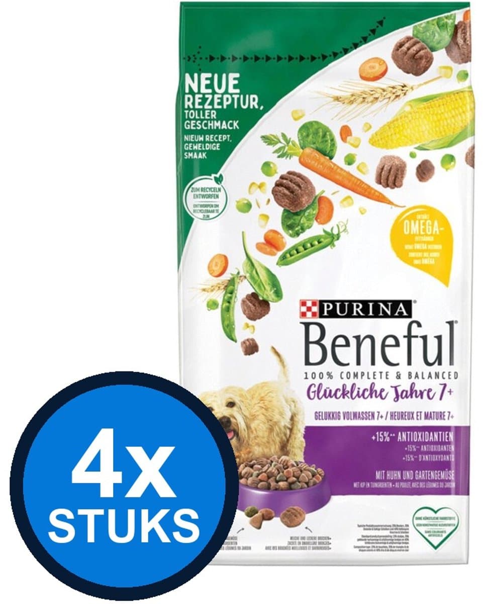 4x Beneful - Gelukkig Volwassen - Hondenvoer Droogvoer - 1.4 kg
