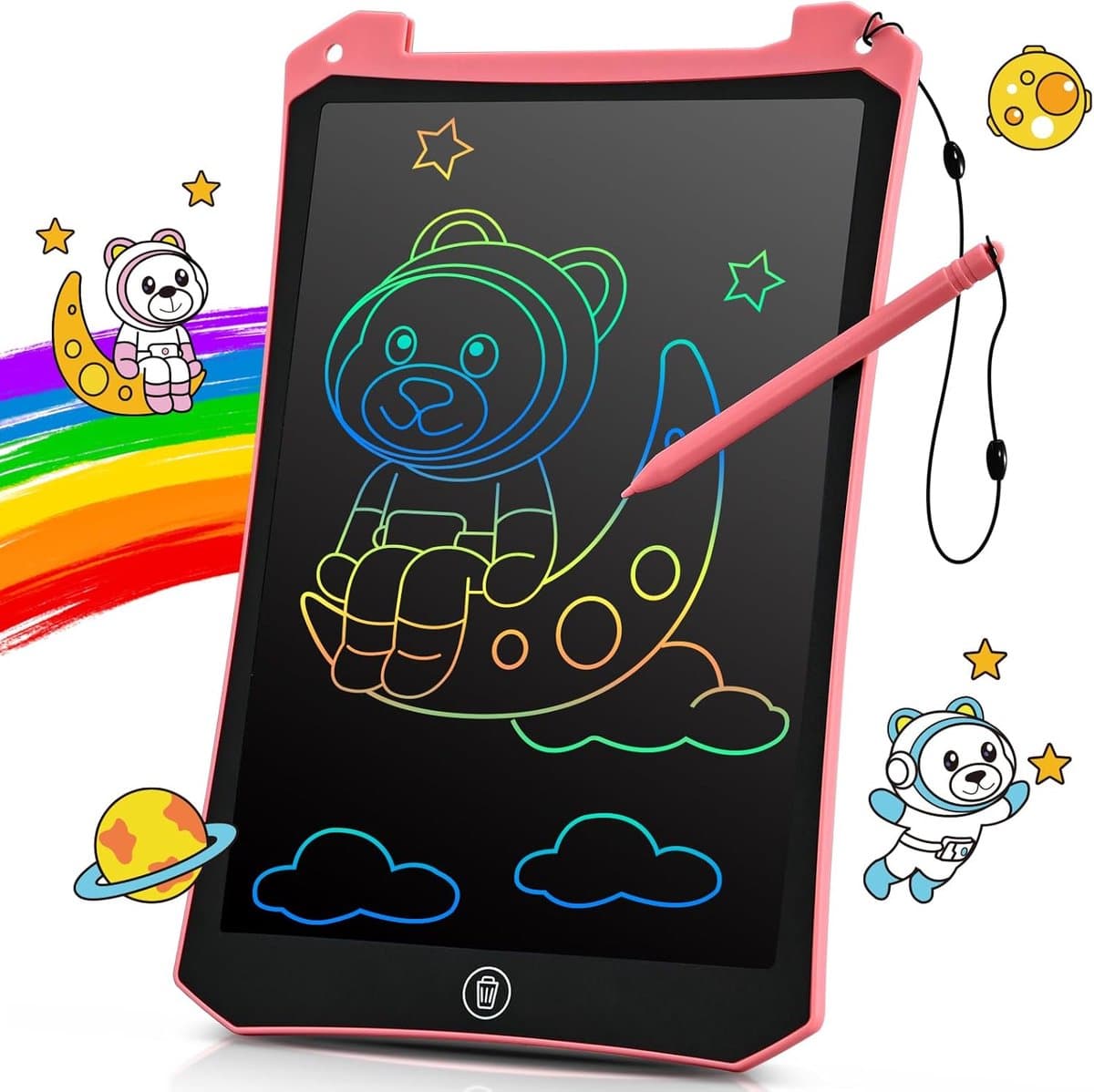 Thijox - BlueSwan LCD Tekentablet 10 inch Schrijfbord voor Kinderen vanaf 2 Jaar - Roze - Veilig ABS Materiaal - Creatief Speelgoed voor Peuters en Ki