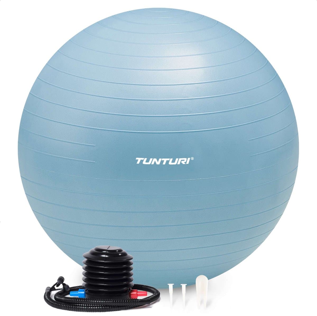 Tunturi Anti Burst Fitness bal met Pomp - Yoga bal 55 cm - Pilates bal - Zwangerschapsbal – 220 kg gebruikersgewicht - Incl Trainingsapp – Lichtblauw