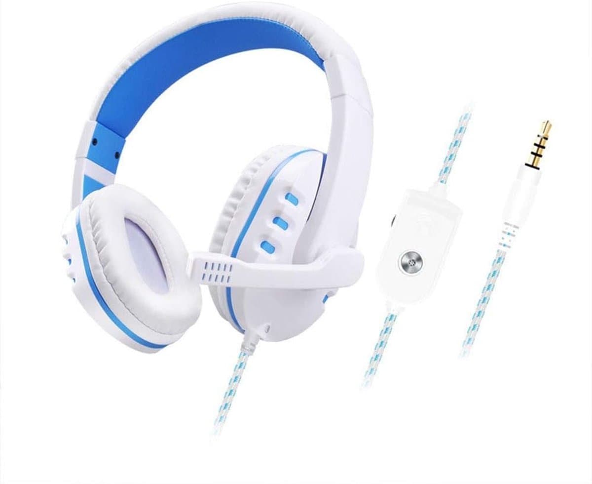 Gaming Hoofdtelefoon - Stereo headset - Online gamen - Ruisarme microfoon - 40mm driver - Wit blauw