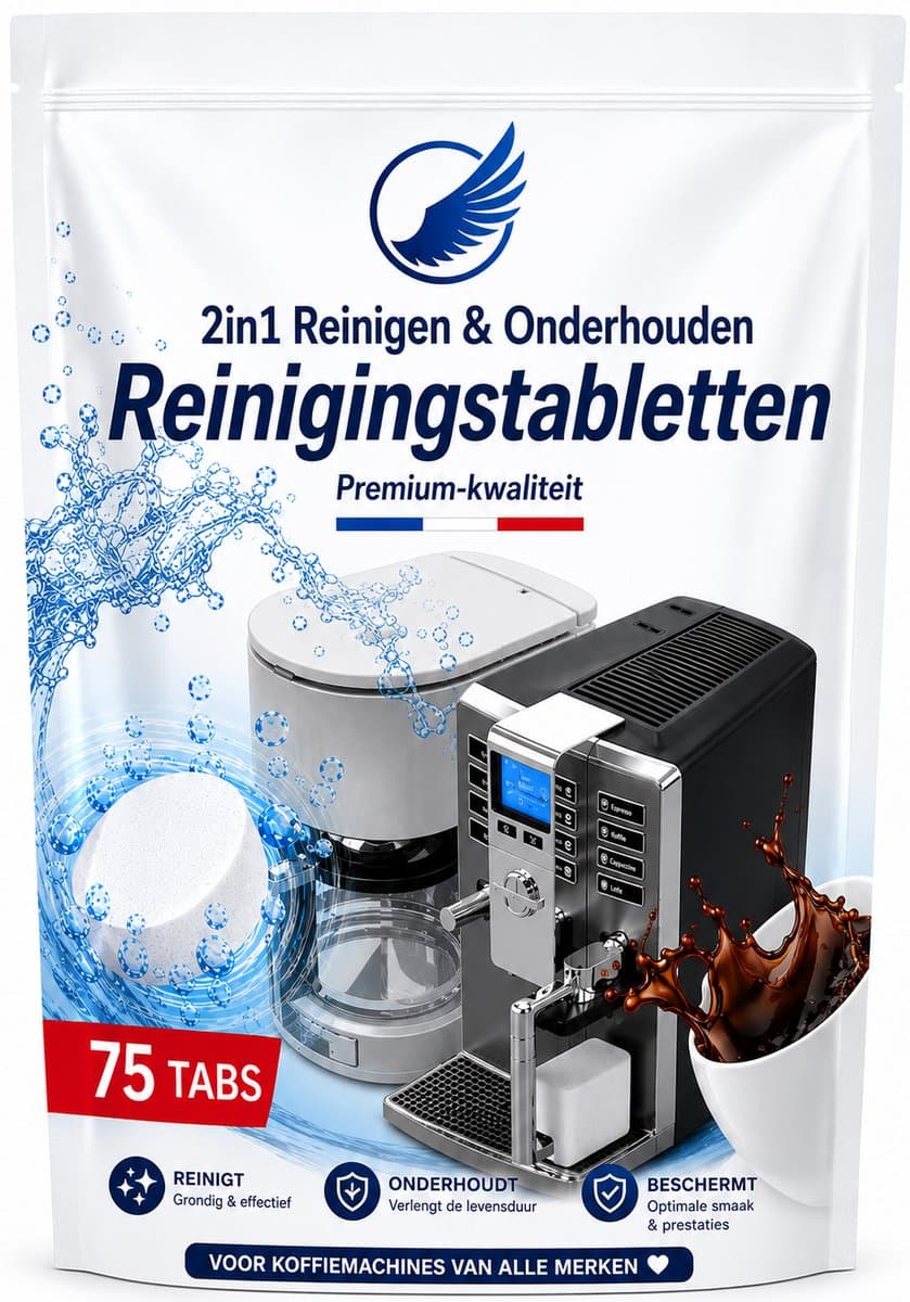 Reinigings tabletten Koffiemachine – 75 2-in-1 Universele Onderhoudstabletten voor Espresso & Volautomatische Koffiemachines – Geschikt voor Siemens, Jura, Bosch, Nespresso, Philips, Krups