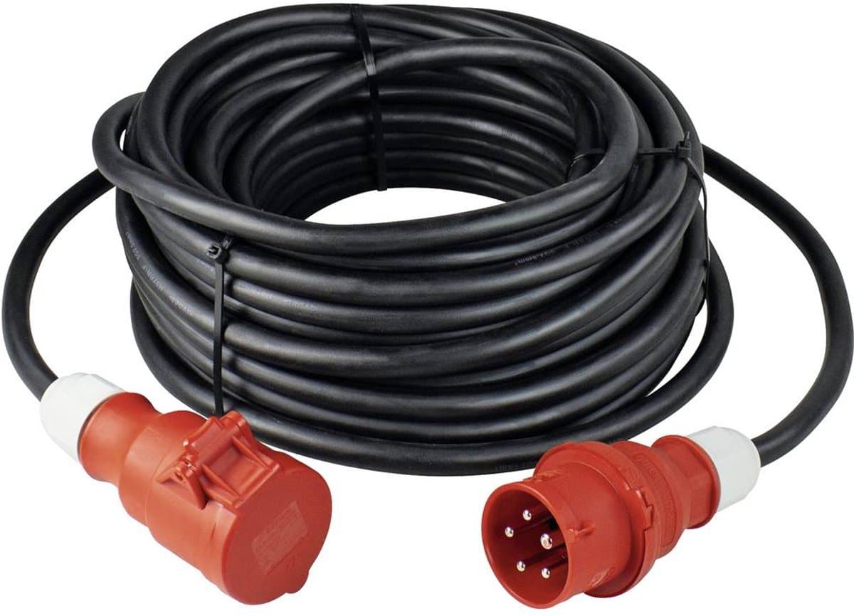 AS Schwabe 60548 Stroom Verlengkabel 16 A Zwart 25.00 m H07RN-F 5G 2,5 mm² Met fasewisselaar