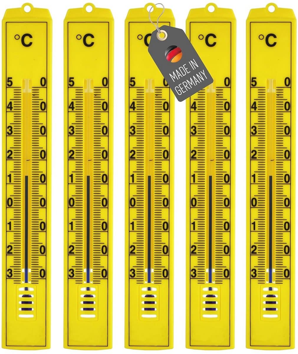 Buitenthermometers Set van 5, Temperatuur -30 °C tot +50 °C, Weerbestendig en Analoge Thermometers voor Binnen en Buiten