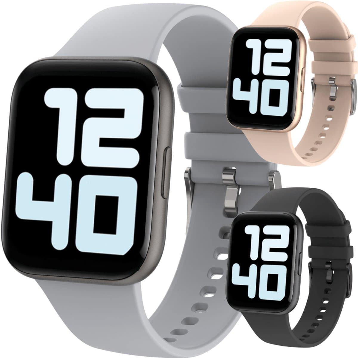 Cinturio SQ1 Grey - Smartwatch voor heren en dames - Sporthorloge – beschikbaar in 4 kleuren