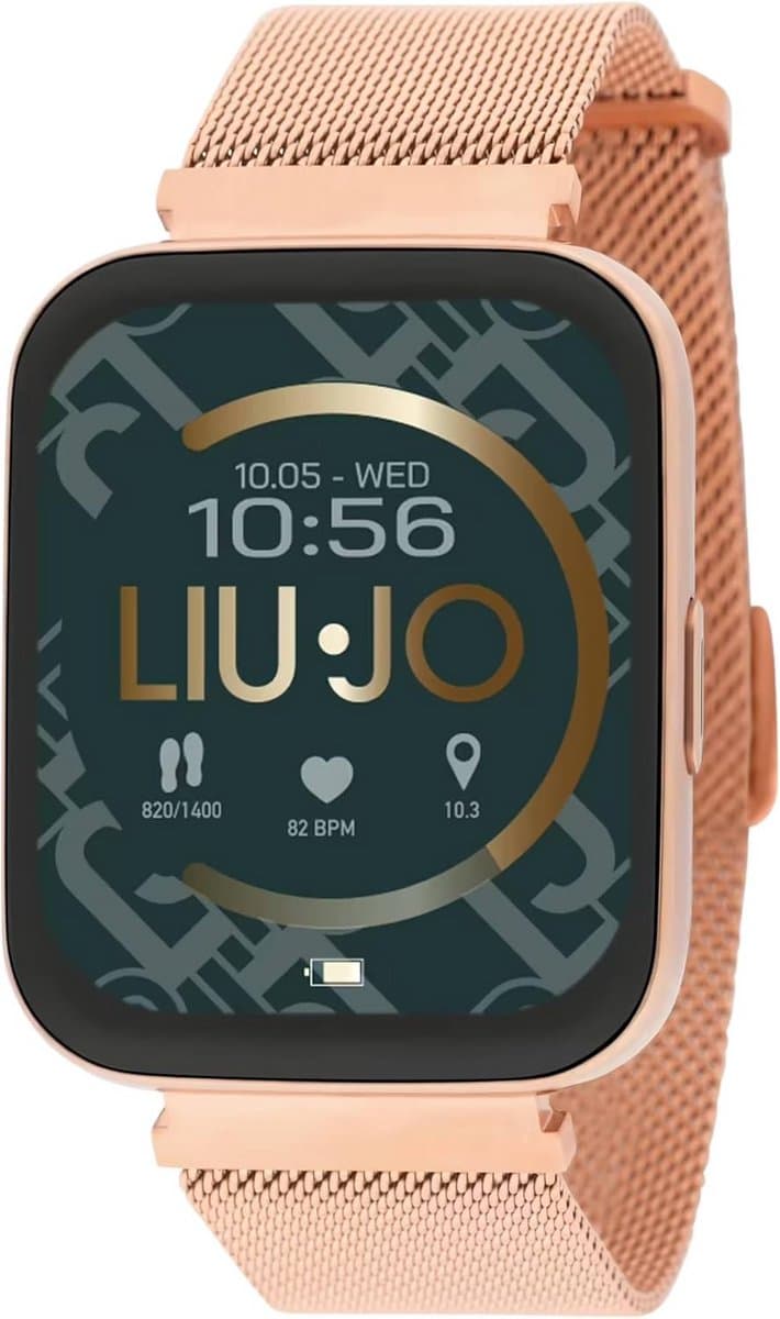 Moderne Dames Smartwatch Zwart Aluminium Kast Roestvrijstalen Armband