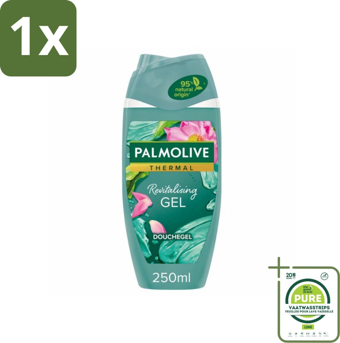 1 x Palmolive Douchegel Thermal Revitalising Gel 250 ml - Douchegel - Algen - Lotusbloem - Revitaliserend - Hydraterend
