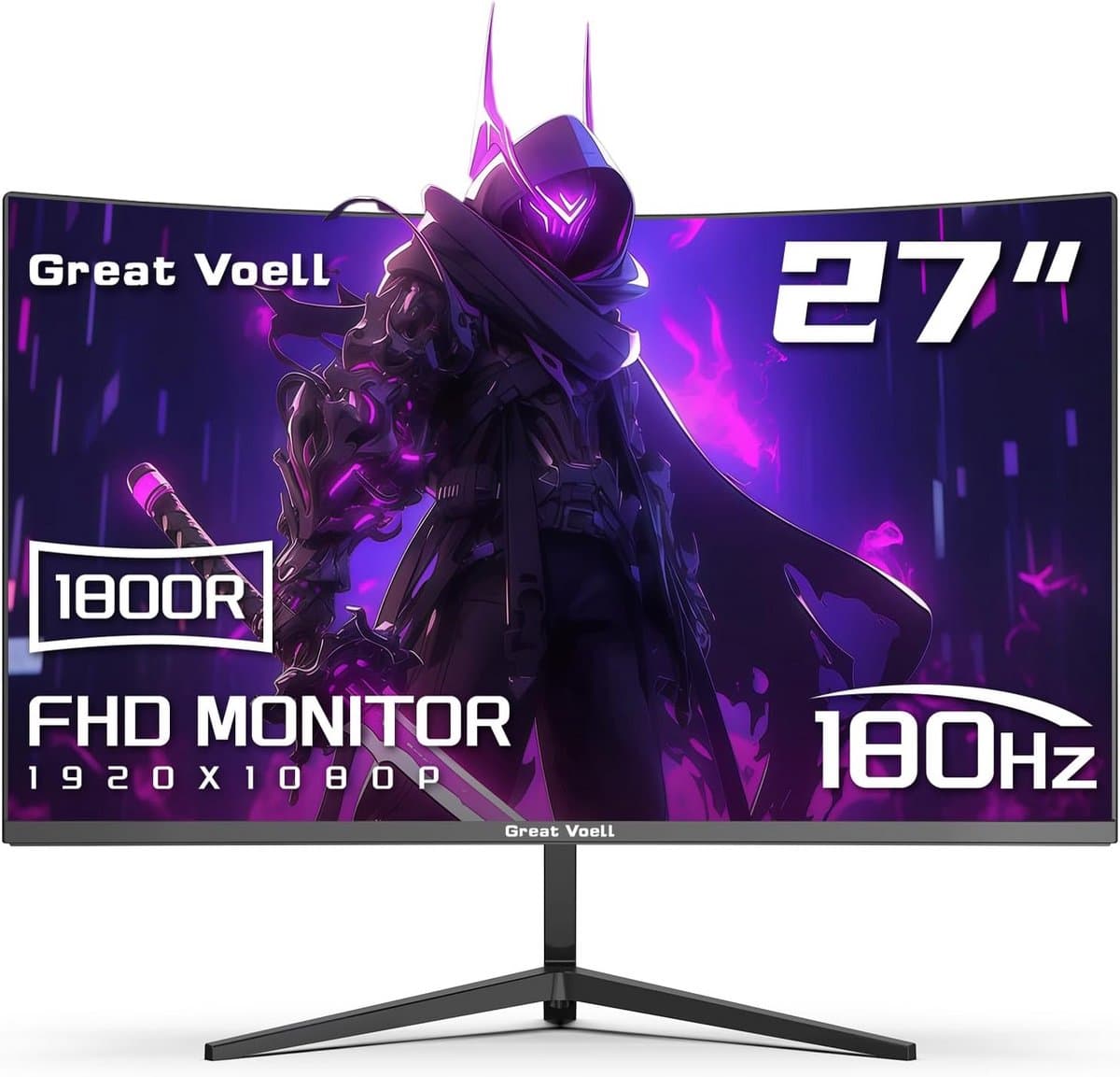 27 Inch Curved Gaming Monitor FHD 180Hz - 1ms Reactietijd, HDR, 99% sRGB, Blauwlichtfilter