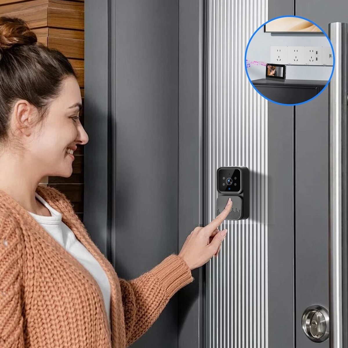 Draadloze videodeurbel met scherm 4,3 '' IPS HD Smart Intercom 2.4G Geen WIFI Zichtbare deurbel Tweerichtingsgesprek Nachtzicht