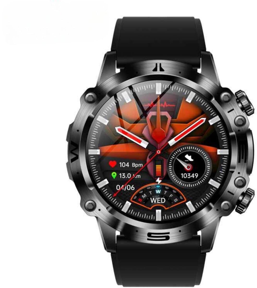 Manike ET482 Smartwatch met ECG & PPG - 1,96 Touchscreen - Hartslag & Bloeddrukmeter - IP68 Waterdicht - Bluetooth 5.3 - Meldingen - Muziekbediening -Bluetooth bellen en contacten synchronisatie - Compatibel met Android en iOS - Zwart