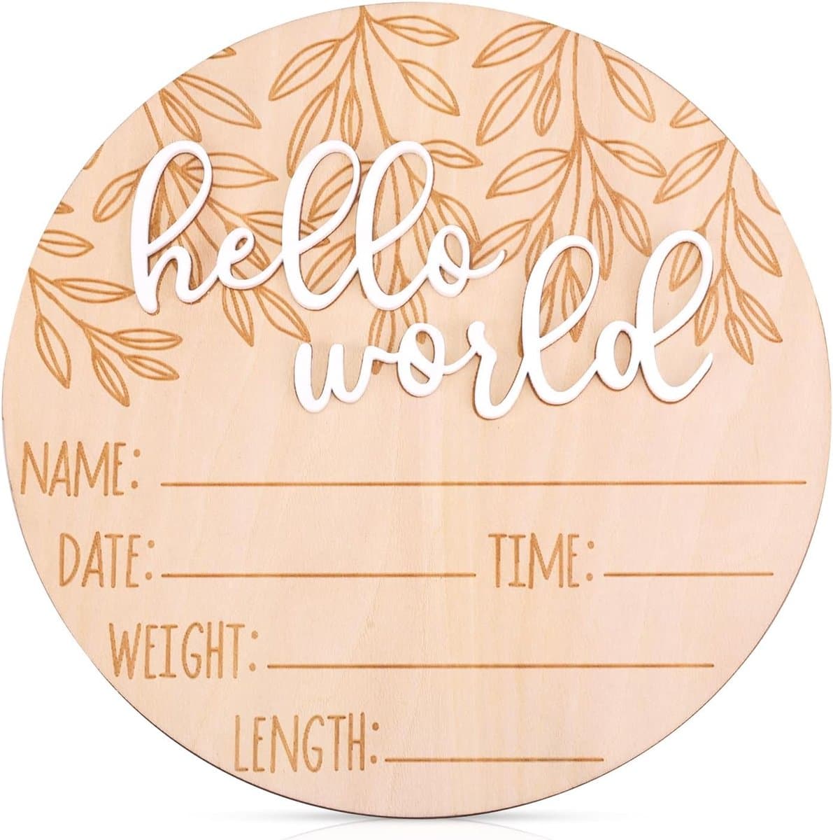 Geboorteaankondigingsbord, Houten Hello World Newborn-Bord Babyaankondigingsplaquette Pasgeboren Babynaambord voor Foto-Rekwisieten Babyshower Ziekenhuiskinderkamer