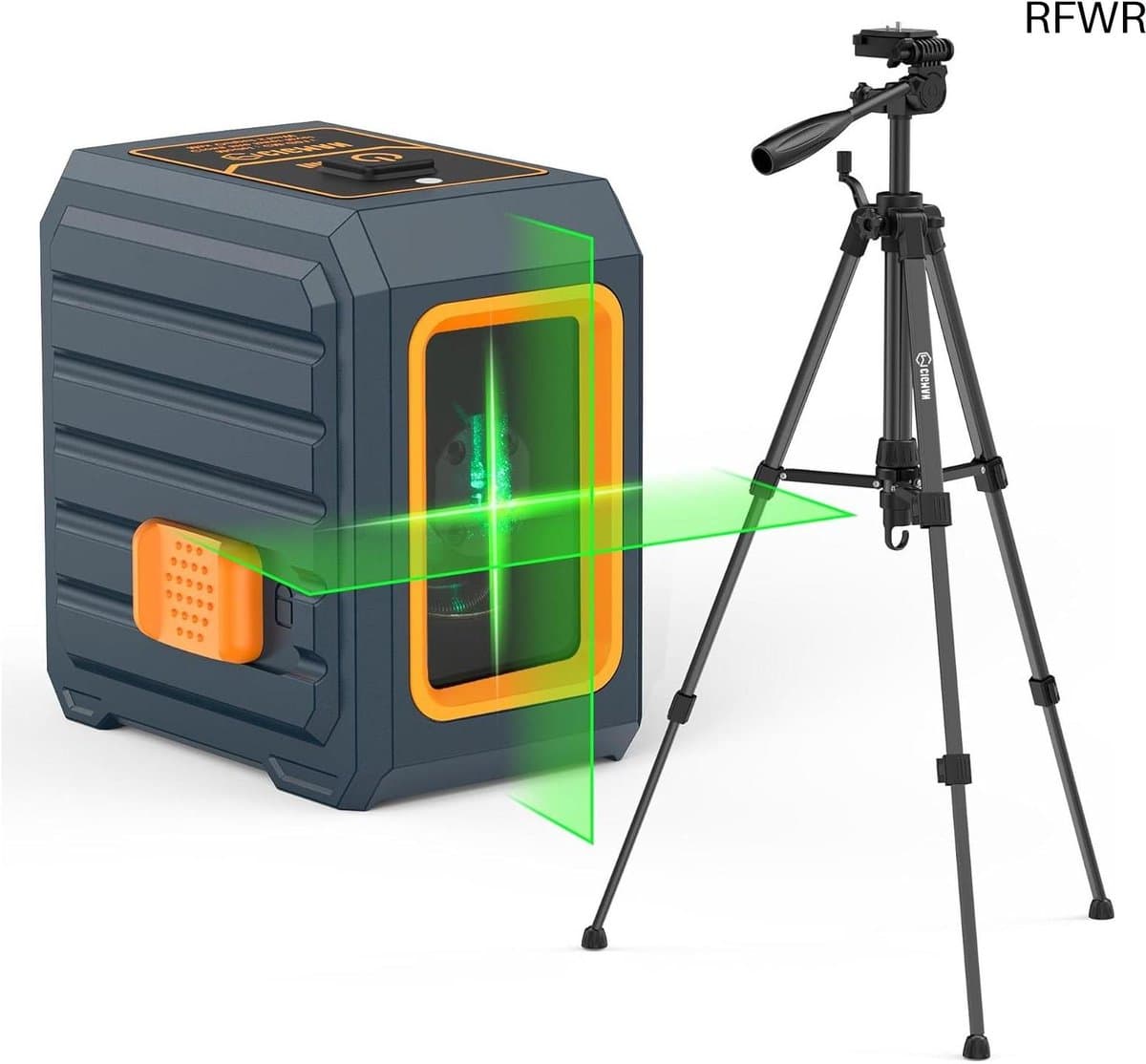 RFWR® Kruislijnlaser met Statief - Zelfnivellerende Groen Laserwaterpas tot 30M voor Schilderijen en Bouwprojecten