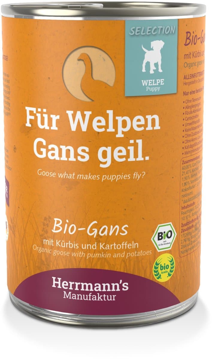 Herrmann's Bio Puppy Gans met pompoen 400 gr. - per 6 stuks
