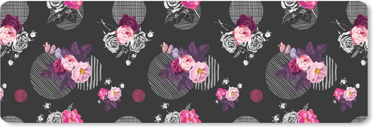 Muismat XXL 90x30 cm - Bureau onderlegger - Bureau mat Rozen - Bloemen - Patronen - Bureaumat - Gaming mousepad xl - Bureaulegger groot - Computer deskmat