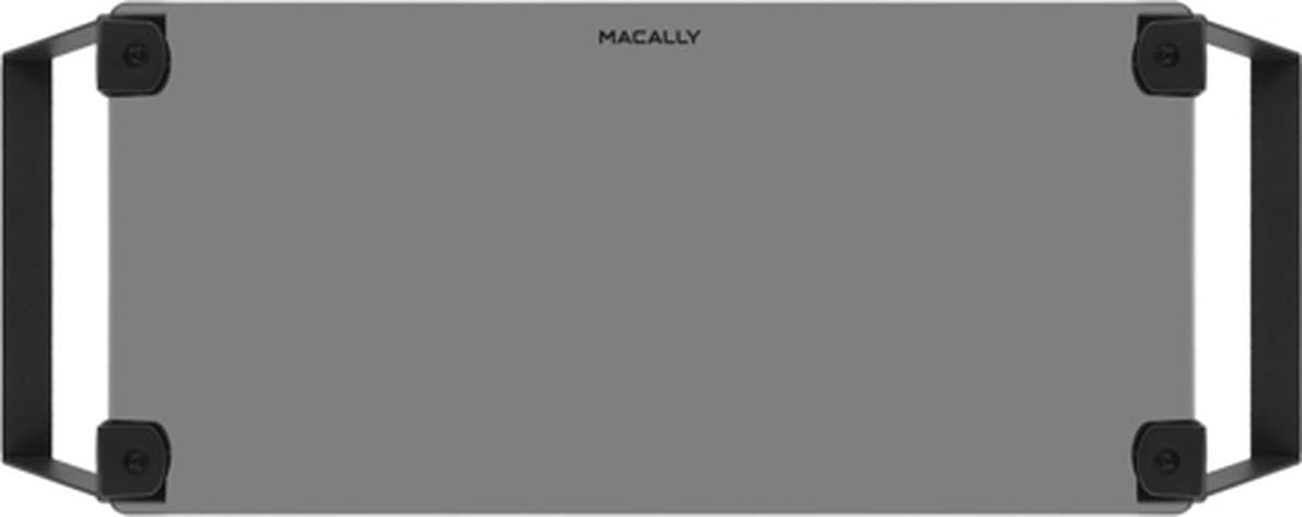 Macally SPACESTAND-B Monitor standaard van gehard glas met open opslagruimte - Ondersteunt monitors en andere apparaten met een breedte tot 50 cm en een gewicht tot 18 kg