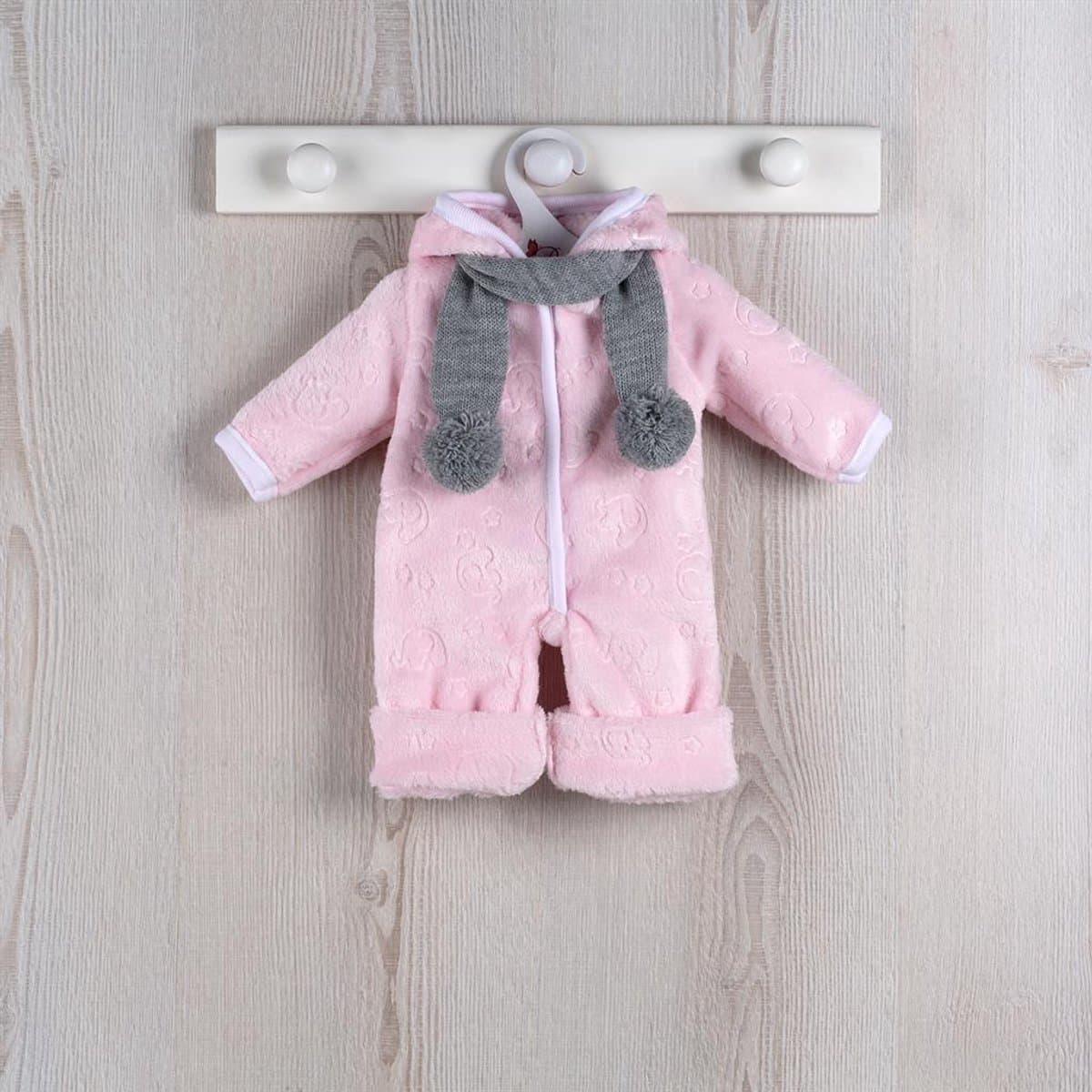 Asi poppenkleding fleece sneeuwpak roze Scandinavische stijl pop.