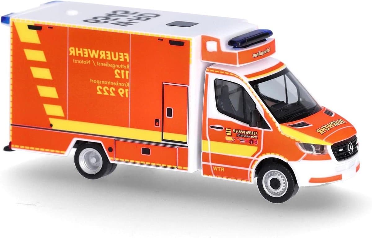 Modelauto Ambulance - Miniatuur Voertuig - Verzamelaars Item - Gedetailleerd Kunststof - Schaal 1:87 - Meerkleurig