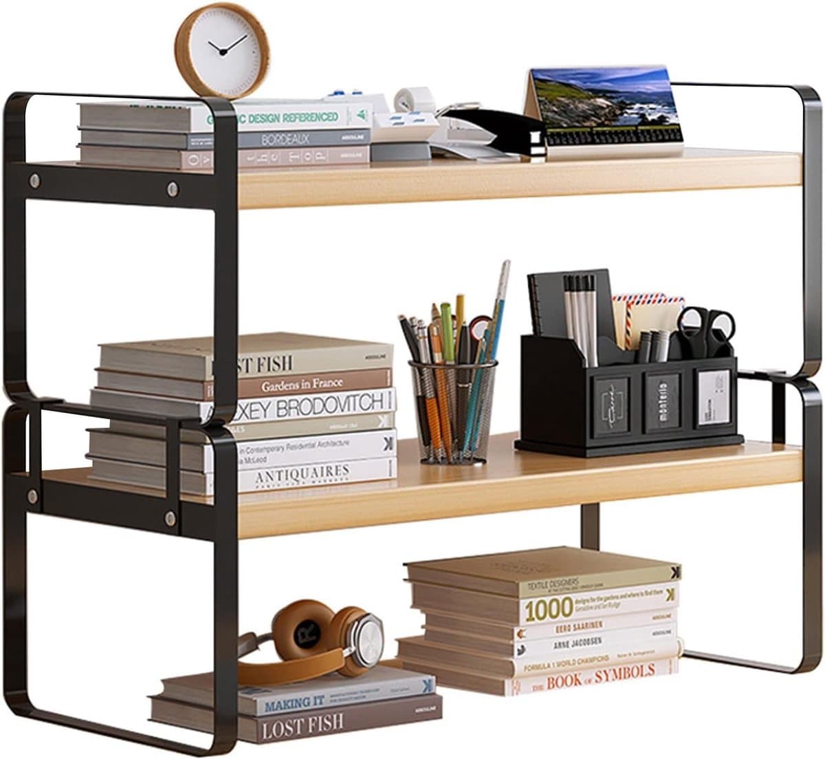 Omgoods - Houten Bureauplank met Lades voor Organisatie en Decoratie