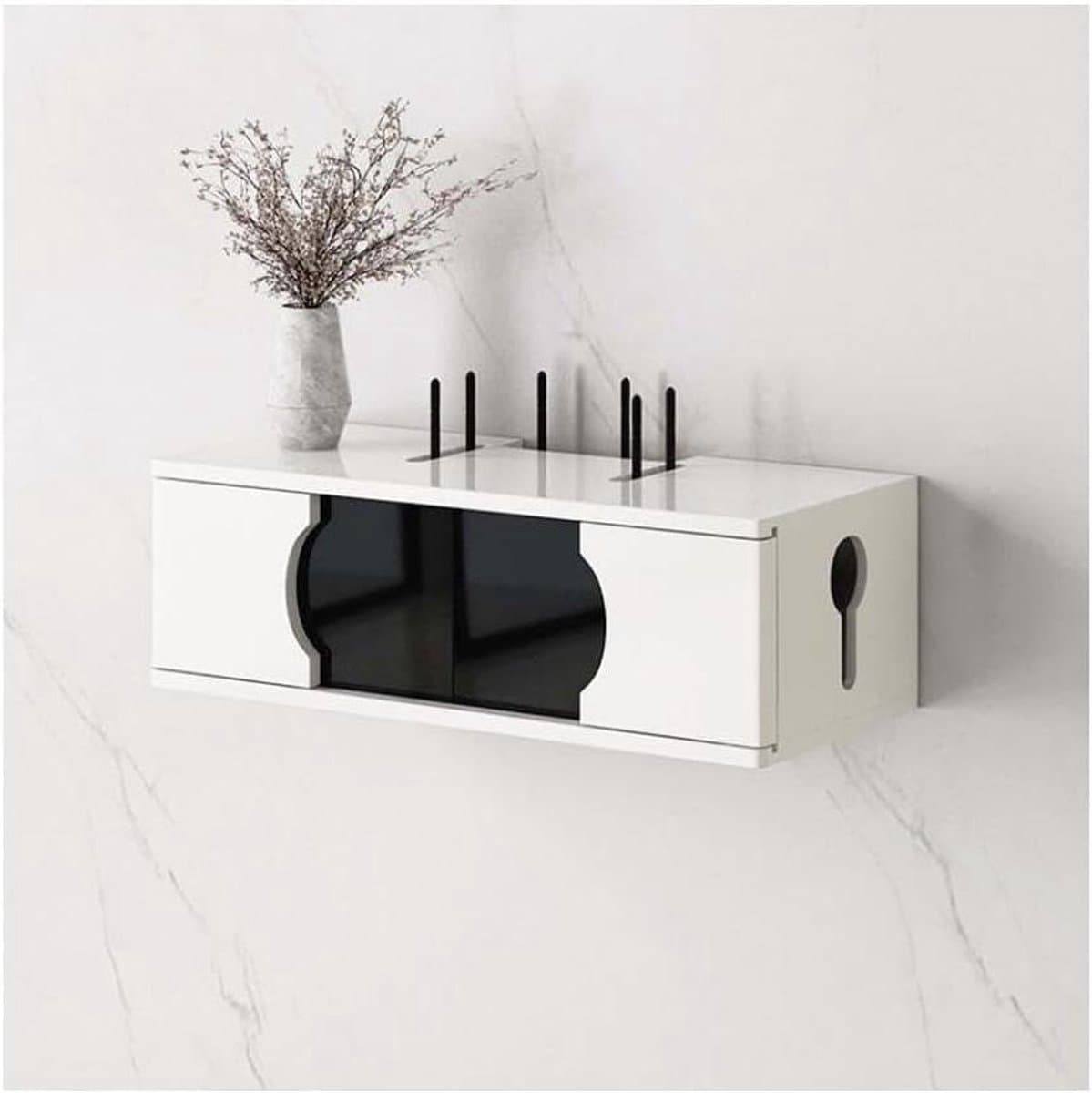 Router Opbergdoos - Drijvende Plank - Verberg Rommelige Draden - Wanddecoratie - 40 x 20 x 15.5 cm - Wit