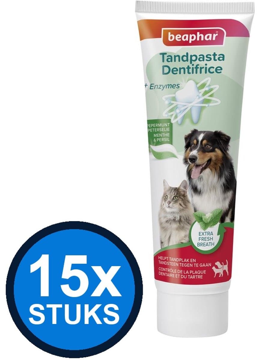 15x Beaphar - tandpasta pepermunt&peterselie 100gr - Dierenverzorging