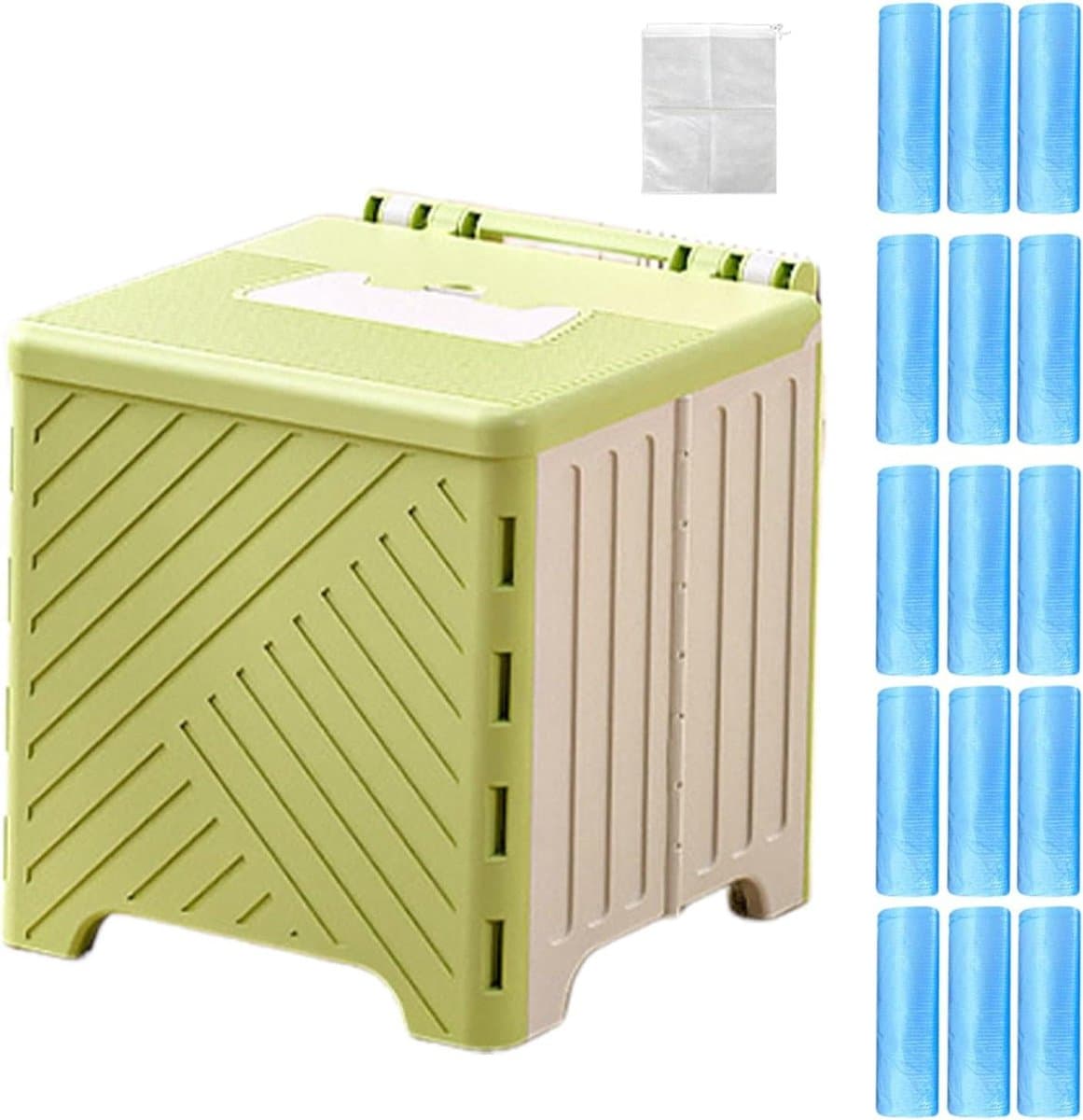 Draagbaar Toilet - Camping WC Opvouwbaar - Buitenactiviteiten - Ruimtebesparend Vouwontwerp - 24 x 7 x 24 cm - Groen