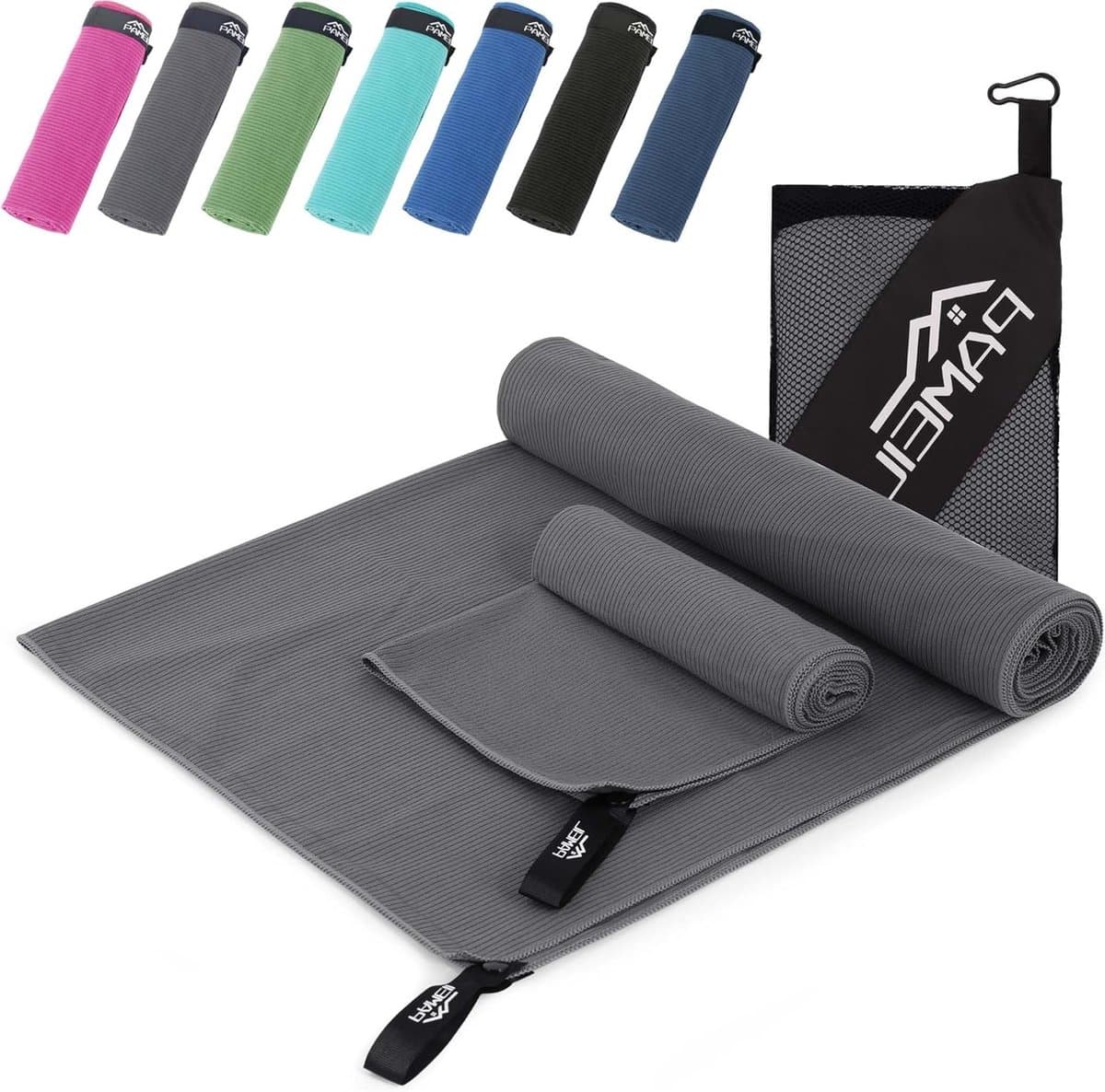 Set van 2 Microvezel Handdoeken (160 x 80 cm + 80 x 40 cm) - Sneldrogend, Compact en Ideaal voor Sport, Reizen en Strandgebruik