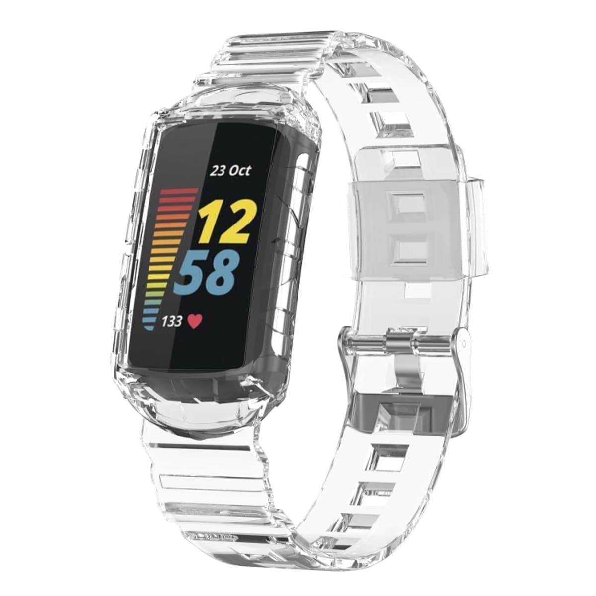 Voor Fitbit Charge 6 Armor geïntegreerde TPU-horlogeband (transparant)