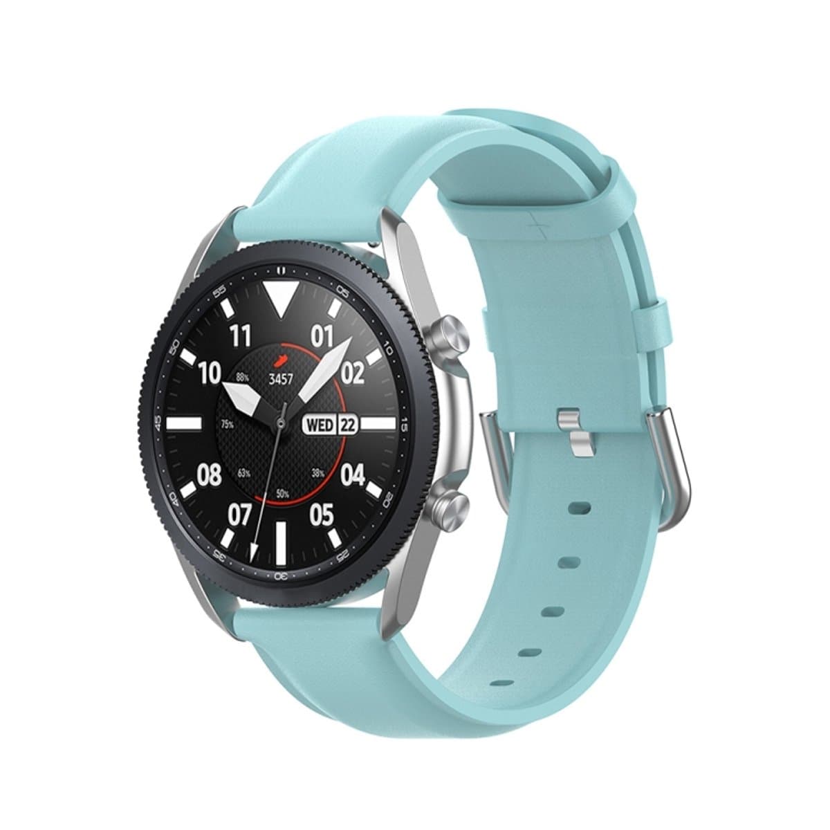 Voor Galaxy Watch 3 41 mm ronde staart lederen band, maat: gratis maat 20 mm (lichtblauw)
