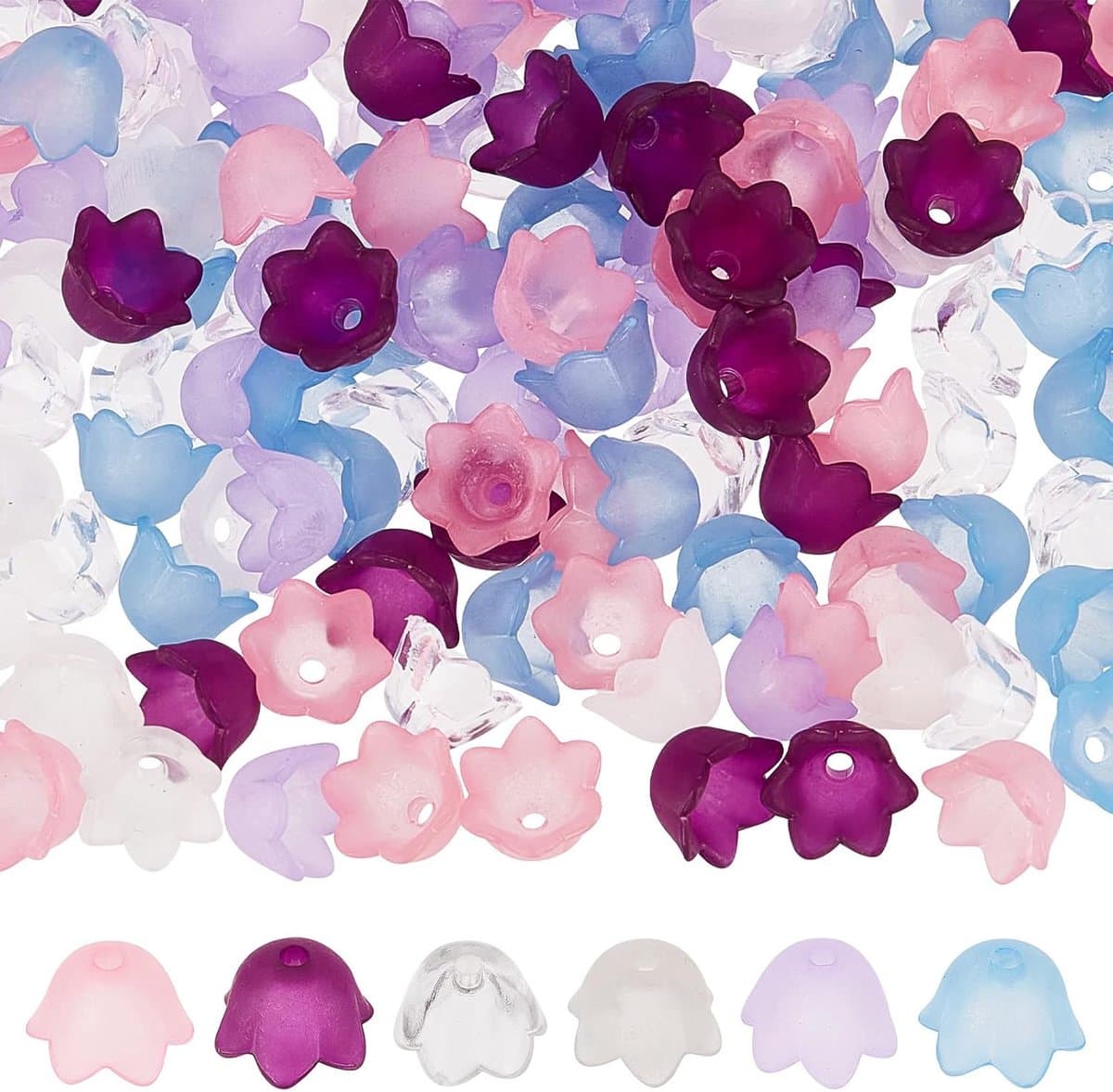 Kralen in 6 kleuren - Deksel Bloem Frosted Bell Tulp Bloemen Lelie Bloemen Interfacing