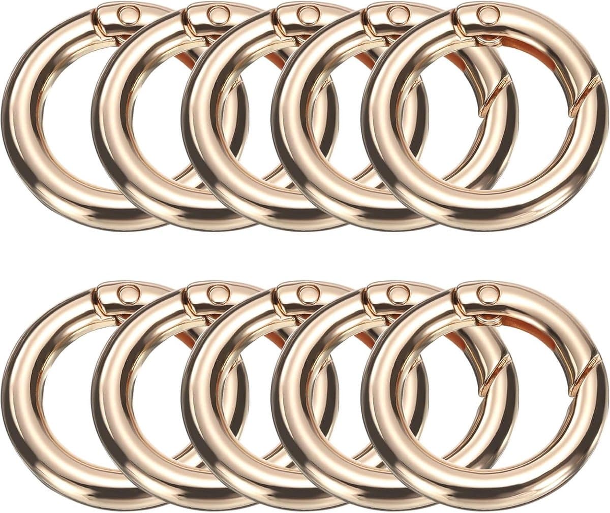 Veerringen van metaal, 10 stuks, 1,7 inch, veerringen voor sleutels, trigger, gespen, clip, rond, voor sleutelhanger, tas, handtas, lichtgoud