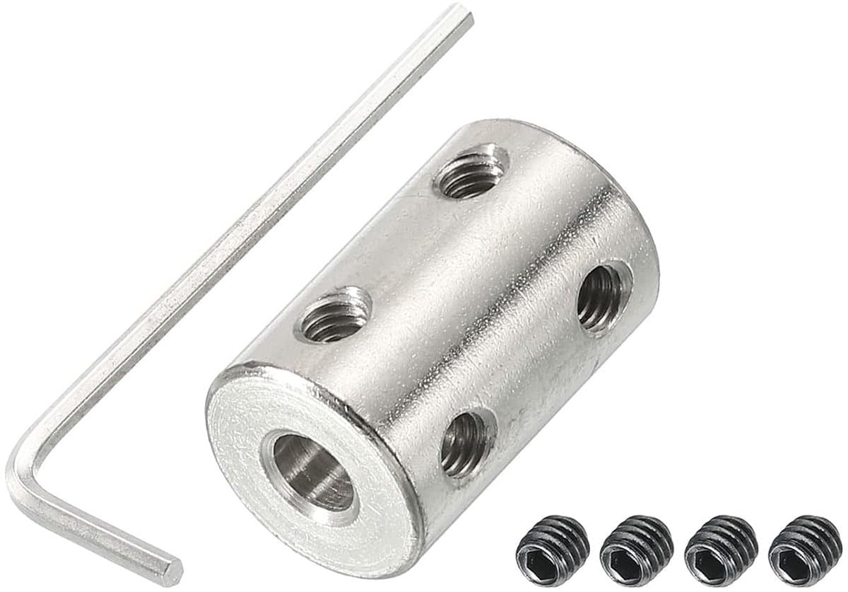 Koppelingsschacht L22 x D14 4 mm tot 5 mm stijve boring koppeling roestvrij staal as pakking w schroef, sleutel voor 3D-printers zilver 1 verpakking