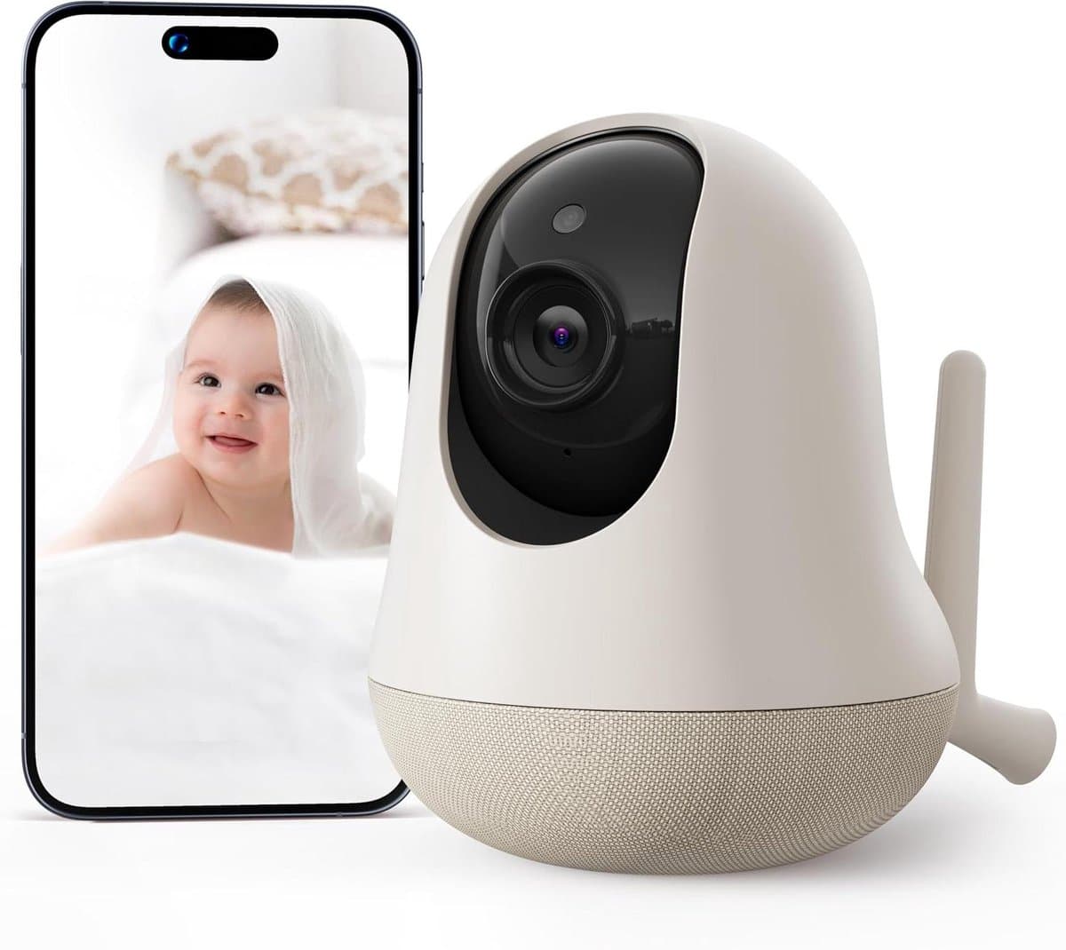 Slimme Babyfoon - Camera Monitor - Baby Bewaken - 2K Nachtzicht - 360 Graden - Wit