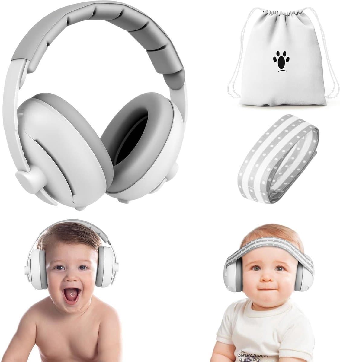 Baby Koptelefoon - Gehoorbescherming Baby - Reis Comfort - 2 Draagstijlen - Verstelbaar - Zwart