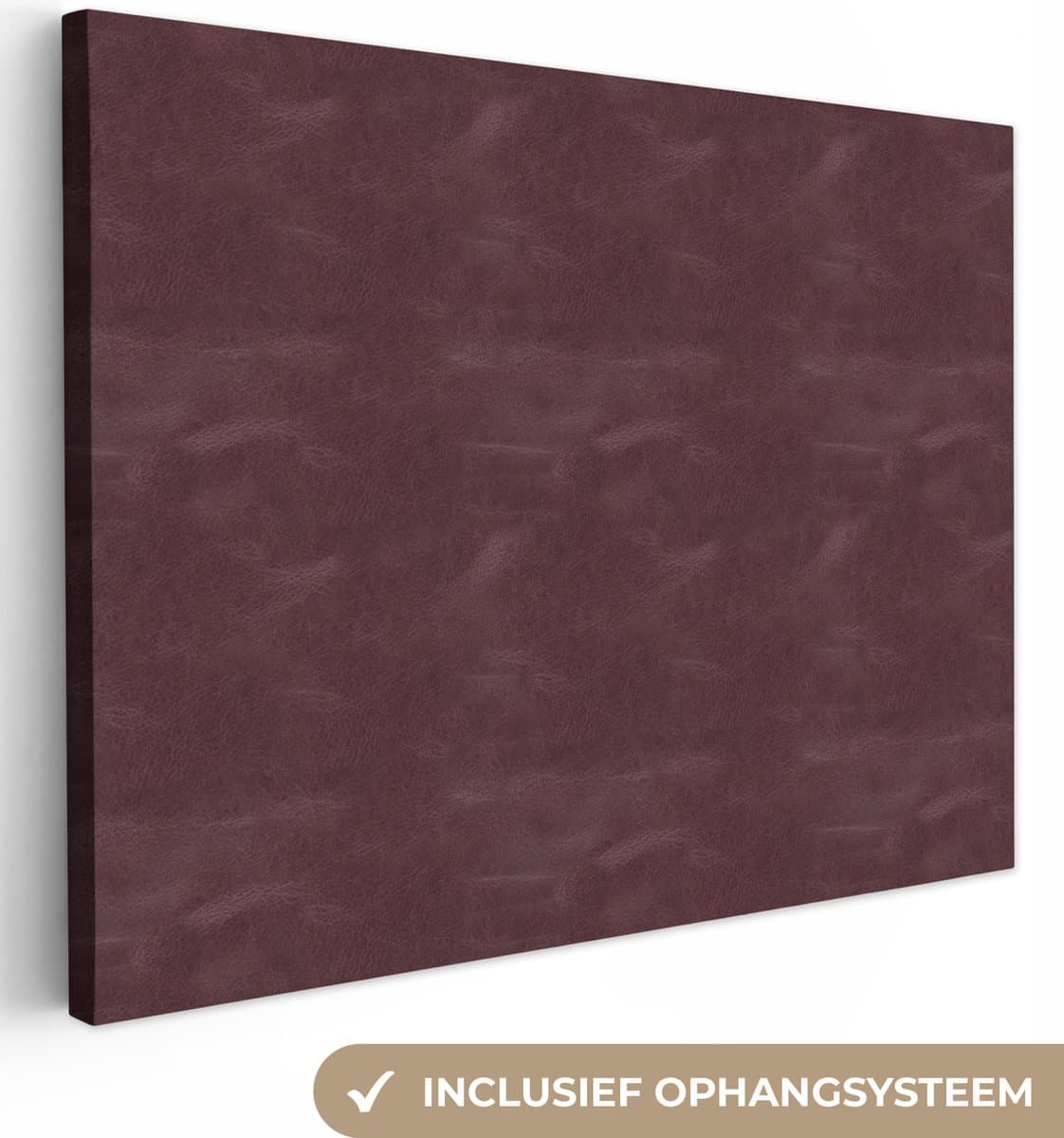 Canvas Schilderij Leer - Roze - Dierenhuid - 80x60 cm - Wanddecoratie