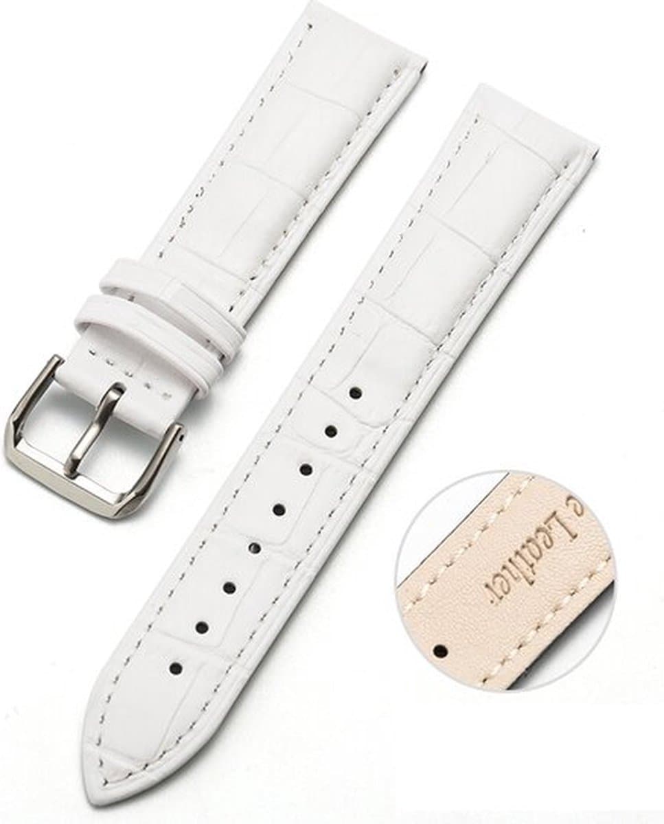 By Qubix - Compatible Samsung bandje - 22mm - Crocodile leren bandje - Wit - Geschikt voor Samsung Galaxy Watch 3 (45mm) - Galaxy Watch 46mm - Gear S3 Classic & Frontier