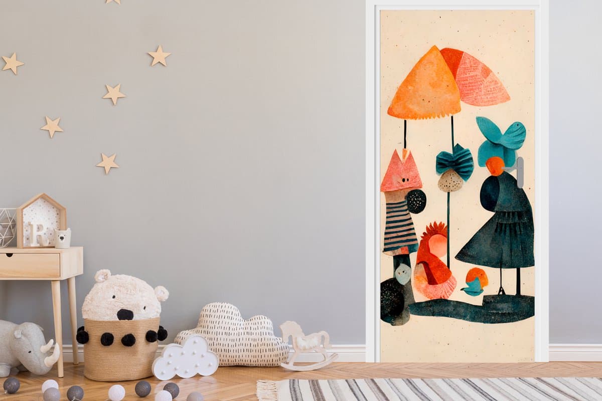 Deurposter 85x205 cm - Deursticker Kinderen - Pastel - Vintage - Kleuren - Meubelfolie zelfklevend - Deurfolie woonkamer - Interieurfolie fotobehang - Deur plakfolie - Deurstickers - Deurbehang sticker - Kamer decoratie