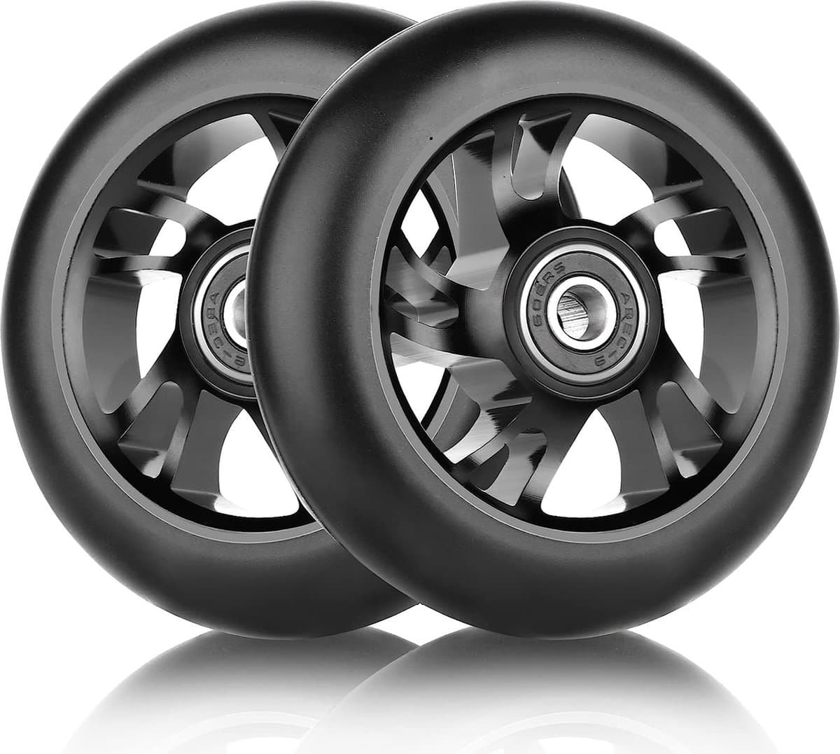 Stuntstep, 2 stuks reservewielen, 100 mm scooterwielen met ABEC, 9 kogellagers, hardheid 88A, geschikt voor allerlei scooters (zwart)