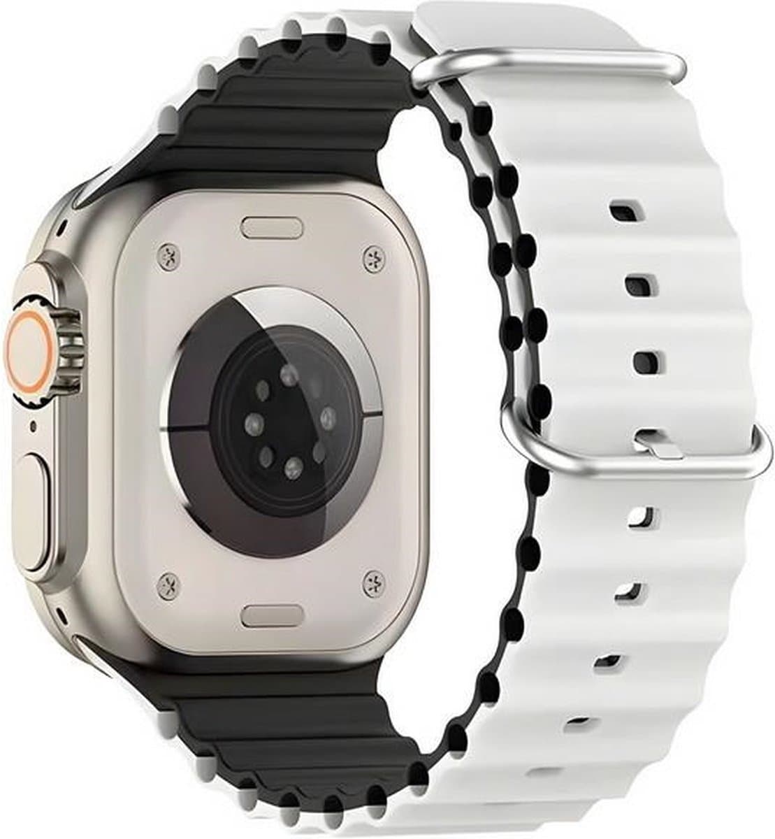 Beline Apple Watch Silicone Waves band 42/44/45/49 mm wit-zwart/wit-zwart doos
