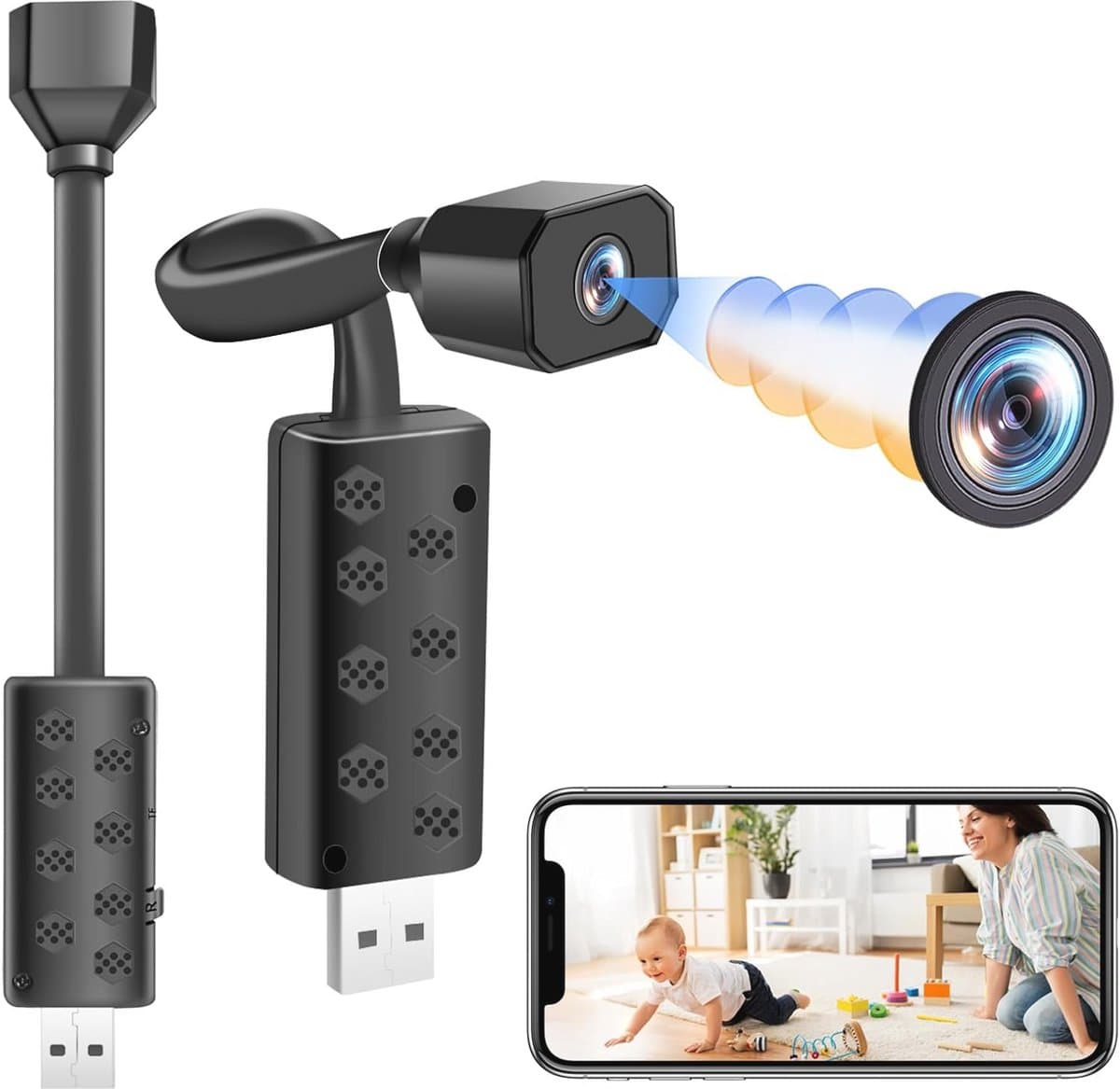 Mini USB Wifi Camera - HD 1080P Verborgen Camera voor Thuisbewaking met Nachtzicht