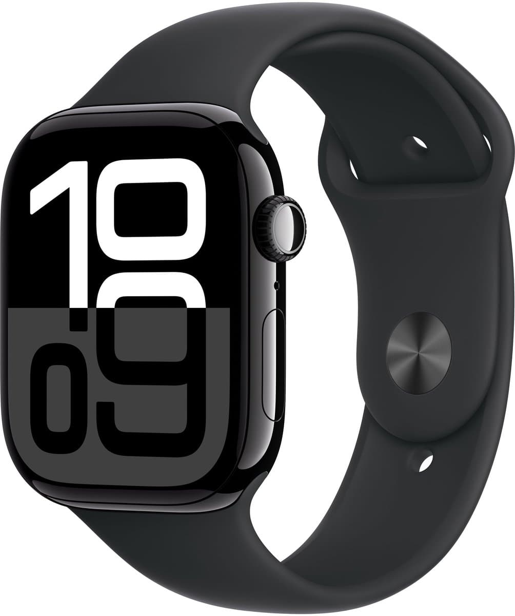 Apple Watch Series 10 - Wifi - 46mm - Zwarte Aluminium Case met Zwart Sportbandje - M/L