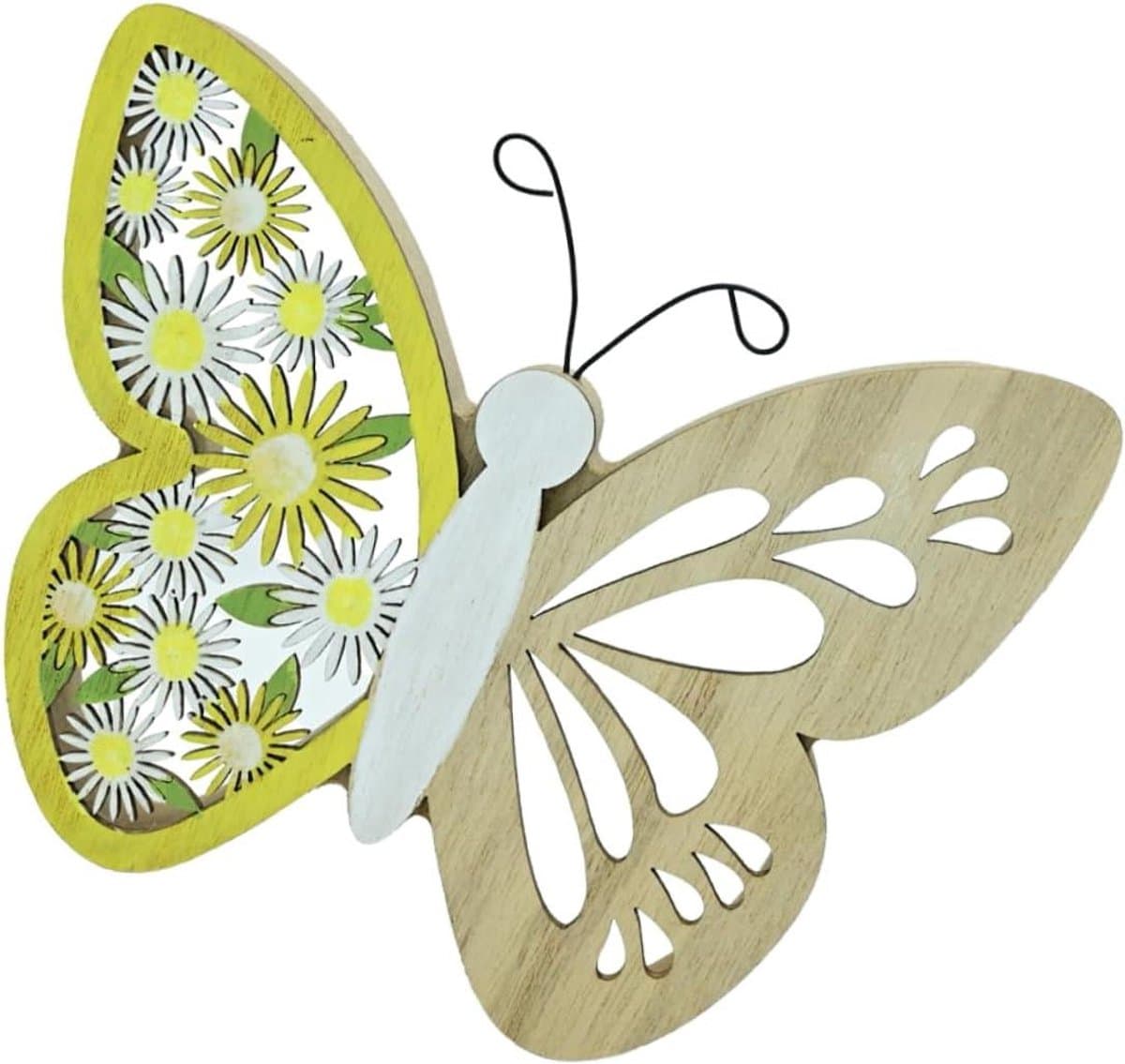 Houten Vlinder Decoratie - Paas Ornament - Huis Versieren - Creatief Hout Ambacht - 15 x 12 cm - Multicolor