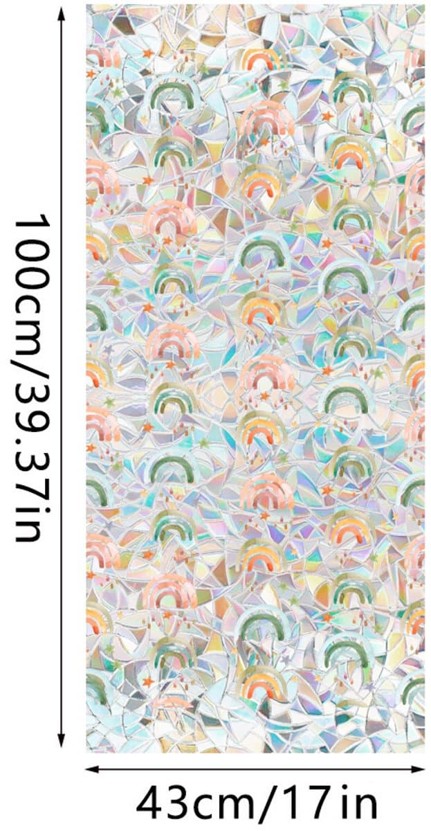 3D Regenboog Raamfolie- Anti-Inkijk - Isolerend & Zonwerend - 43x100cm – Statisch - Prisma Bejuweled EffectXCBL010