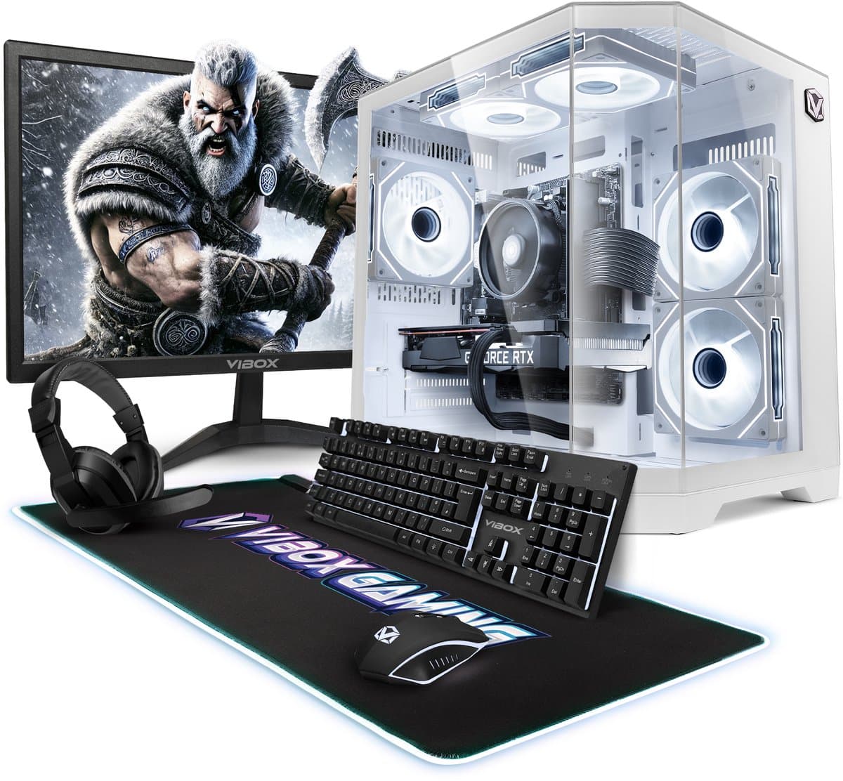 Vibox Gaming PC Set - Ryzen 5 5500 - RTX 5060 - 16GB RAM - 1TB SSD - Windows 11 - WiFi 6 + Bluetooth 5.4 - 23" Monitor + Accessoires
