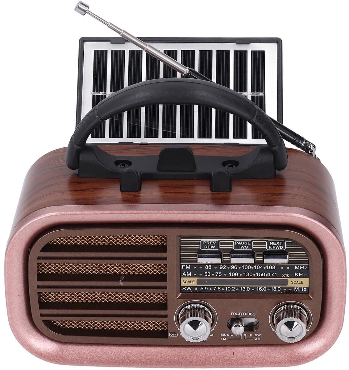 Dailygoods- Luidspreker Draagbaar - Retro AM/FM Radio - Zonne-energie - Frequentie Indicator - Volume Aanpassing - Ideaal voor Kamperen