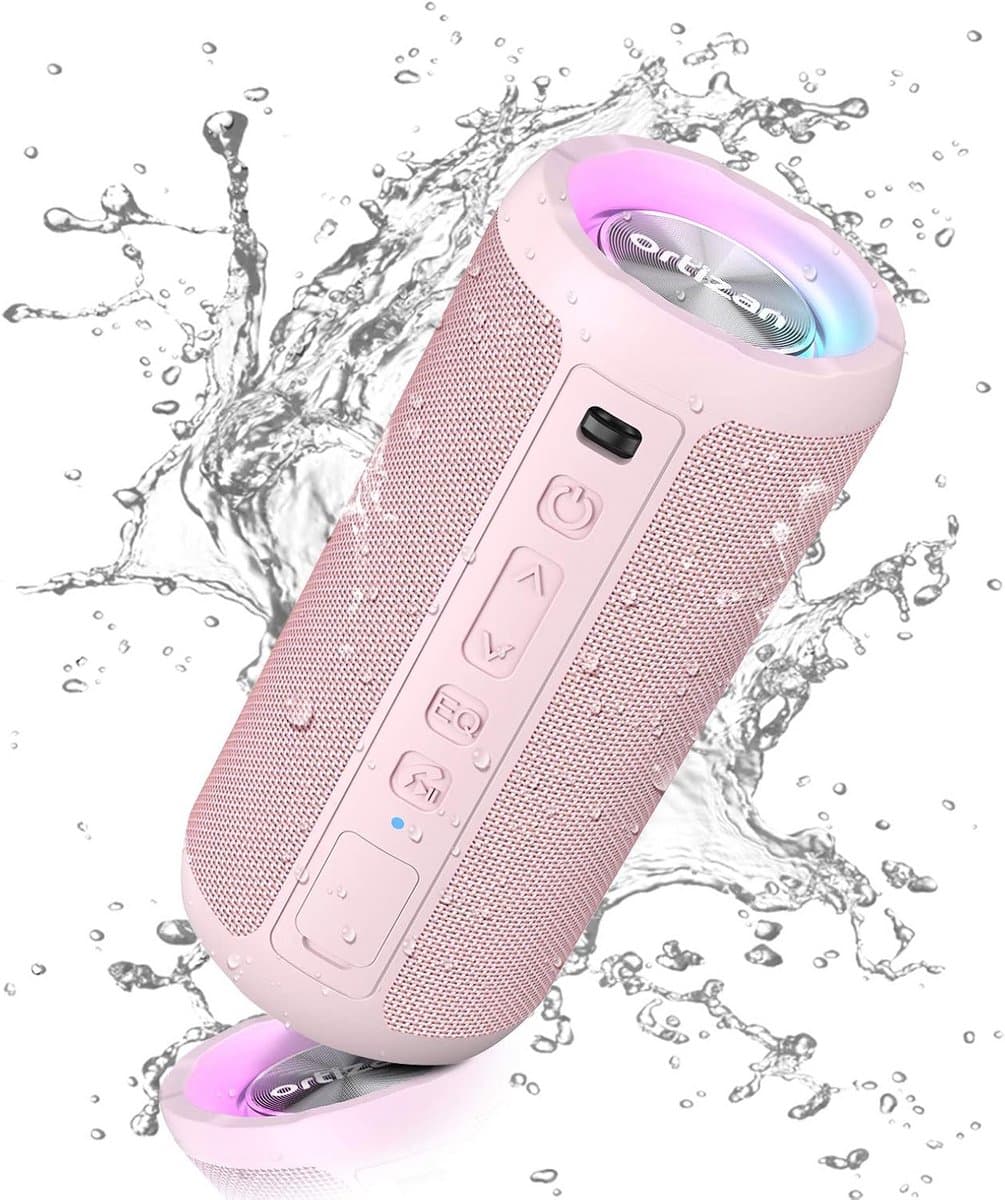 Draagbare Bluetooth Speaker - Draadloze Geluidsbox - Muziek Luisteren Buiten - Synchroniseer Lichtshow - 30 Uur Speeltijd - Roze
