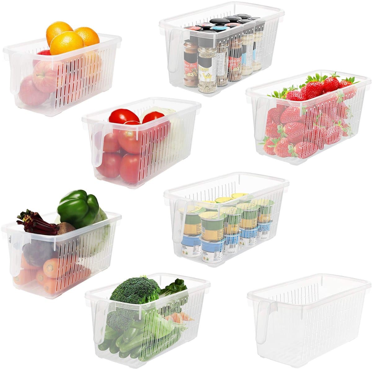 VT Goods - Keuken Opslag Containers - Diepvries Bakjes - Transparant - Organisatie Oplossingen - Perfect voor Koelkast en Kasten - 8 Stuks