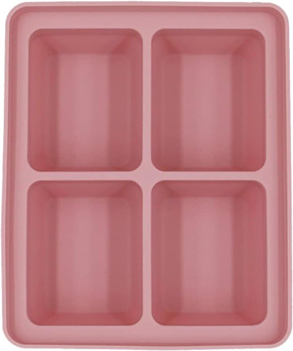 Siliconen IJsblokjesvorm - IJsblokjesmaker Vriezerbakjes - Dranken Koelen - Met Deksel - 12.5 x 15.3 cm - Groen/Paars